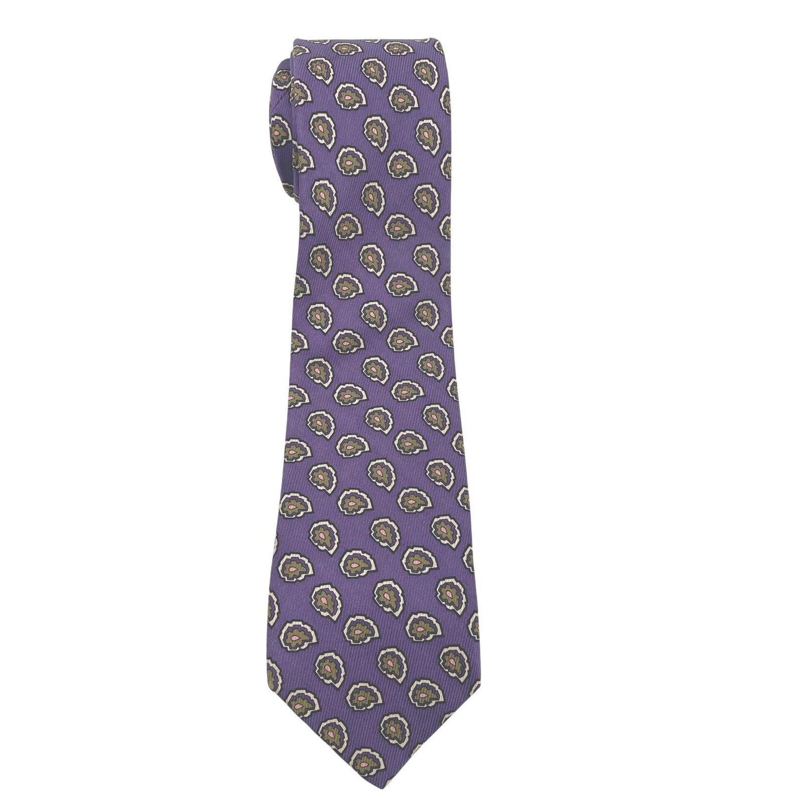 Burberrys Tie Mens Os Purple Silk Medallion Vtg Luxury Designer Old Money Usa